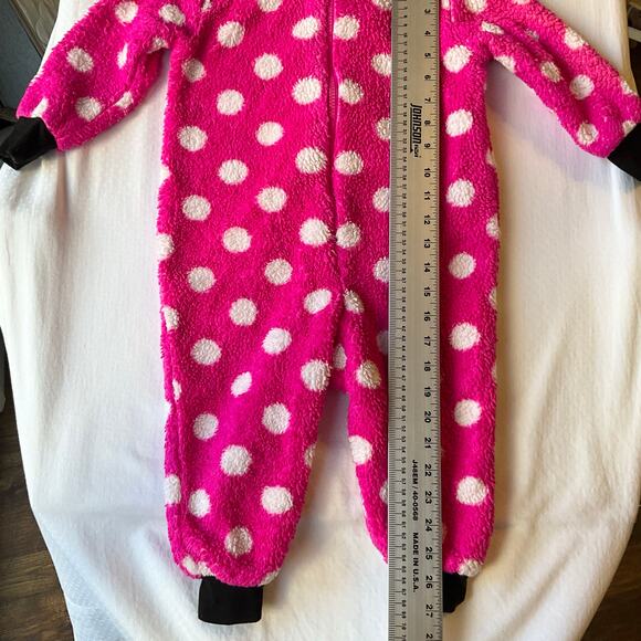 Disney Little Girl Fuzzy Sleeper with Hoodie & Zipper size 12M Pink Minnie Mouse - Picture 4 of 6